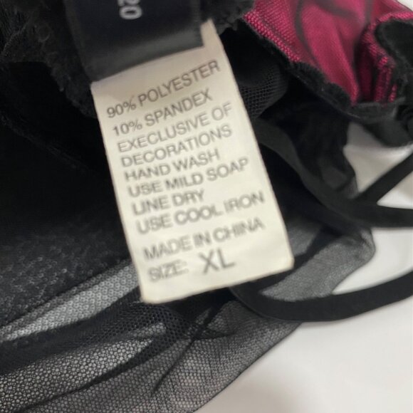 Fredericks Of Hollywood Sheer Black Babydoll Lingerie With Pink Satin Accents - Picture 5 of 5